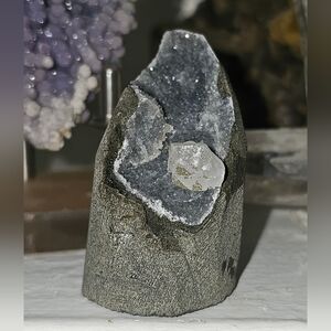 Mini druzy chalcedony with calcite cutbase